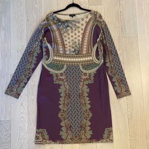 Etro long sleeve printed dress sz 46